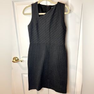 Banana Republic Grey Pinstriped Sleeveless Sheath Dress, Size 6 Petite